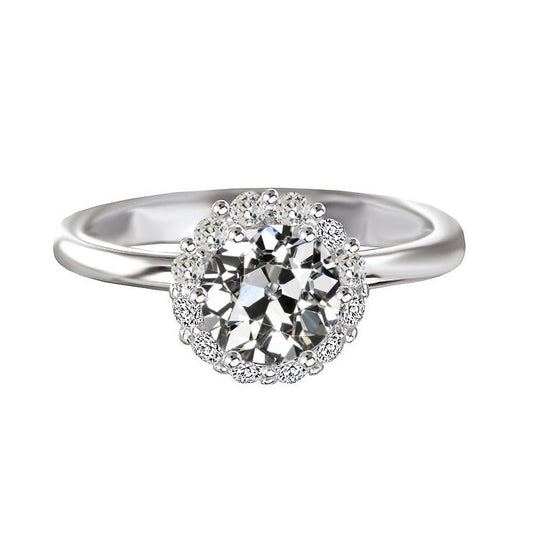 Runder Alter Minenschliff Echt Diamant Halo Jubiläumsring 3 Karat 14K Gold - harrychadent.ch
