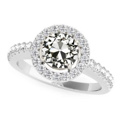 Runder Alter Minenschliff Echt Diamant Halo Ring Schmuck 5 Karat Weißgold