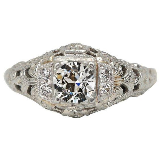 Runder Alter Minenschliff Echt Diamant Milgrain Ring Im Antiken Stil 2,25 Karat