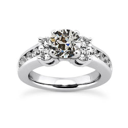 Runder Alter Minenschliff Echt Diamantring-Korb-Kanal-Set 6,50 Karat