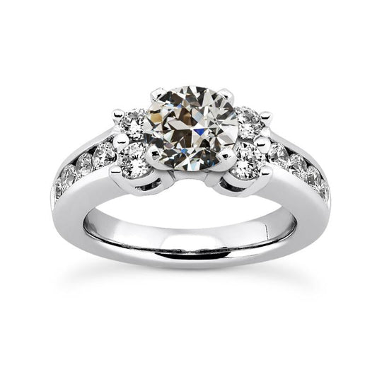 Runder Alter Minenschliff Echt Diamantring-Korb-Kanal-Set 6,50 Karat - harrychadent.ch