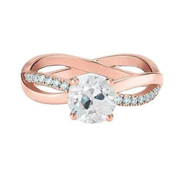 Runder Alter Minenschliff Echt Diamantring Aus Roségold Im Verdrehten Stil 1,75 Karat