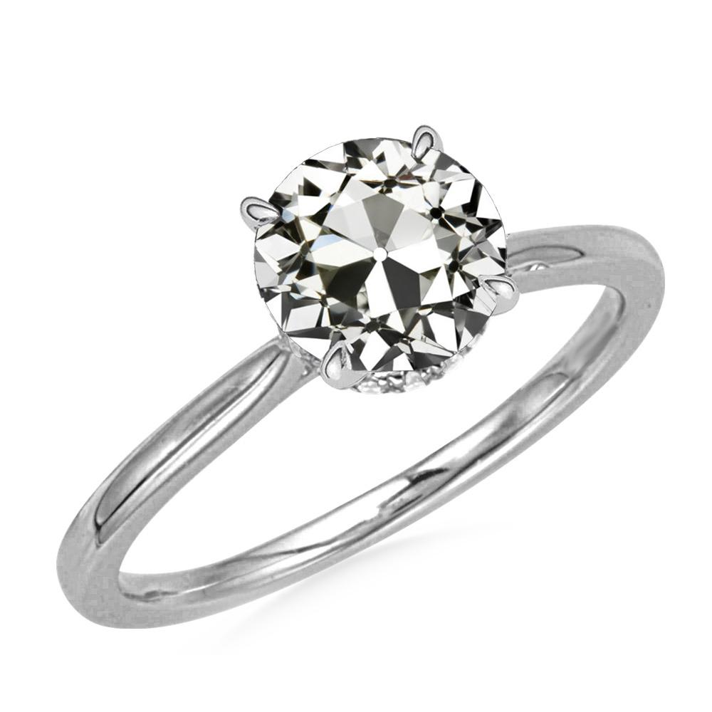 Runder Alter Minenschliff Echt Diamantring Goldschmuck Krappen Set 4,50 Karat