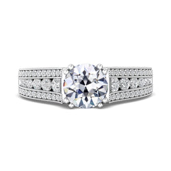 Runder Alter Minenschliff Echt Diamantring Milgrain Doppelstift Set 7 Karat