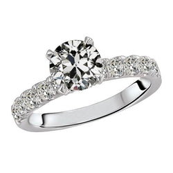 Runder Alter Minenschliff Echt Diamantring Mit Akzenten 6 Karat Goldschmuck