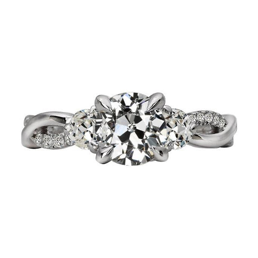 Runder Alter Minenschliff Echt Diamantring Pave Infinity Style 6 Karat