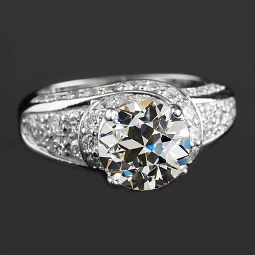 Runder Alter Minenschliff Echt Diamantring Weißgold Schmuck 6,50 Karat - harrychadent.ch