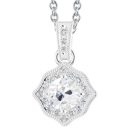 Runder Alter Minenschliff Halo Echt Diamant Anhänger 3 Karat Damenschmuck