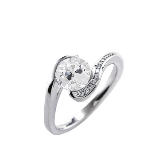 Runder Alter Minenschliff Natürliche Diamantring Twisted Style 2 Karat Goldschmuck