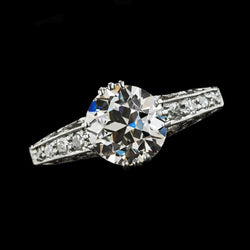 Runder Alter Minenschliff Natürliche Diamantring 14K Gold 3 Karat Akzentuierter Schmuck
