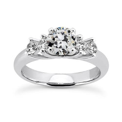 Runder Alter Minenschliff Naturlich Diamantring Gold 5 Stein Schmuck 4 Karat
