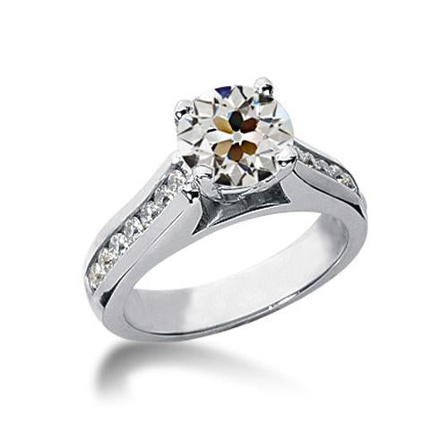 Runder Alter Minenschliff Naturlich Diamantring Kanalset 14K Gold 2,25 Karat - harrychadent.ch