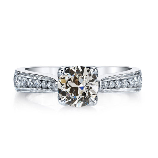 Runder Alter Minenschliff Naturlich Diamantring Konischer Milgrain Schaft 4,50 Karat - harrychadent.ch