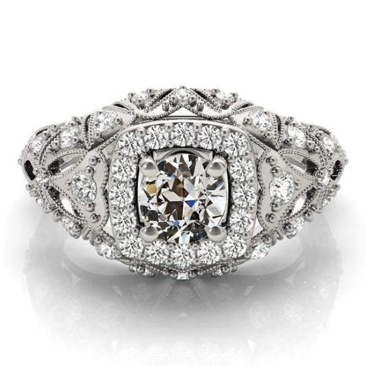 Runder Alter Minenschliff Naturliche Diamant Halo Ring Antik-Stil 4,25 Karat