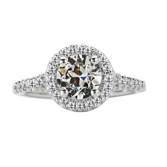 Runder Alter Minenschliff Natürliche Diamant Halo Verlobungsring 4,50 Karat 14K Gold
