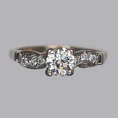 Runder Alter Minenschliff Natürliche Diamantring 1,25 Karat Gold Damenschmuck