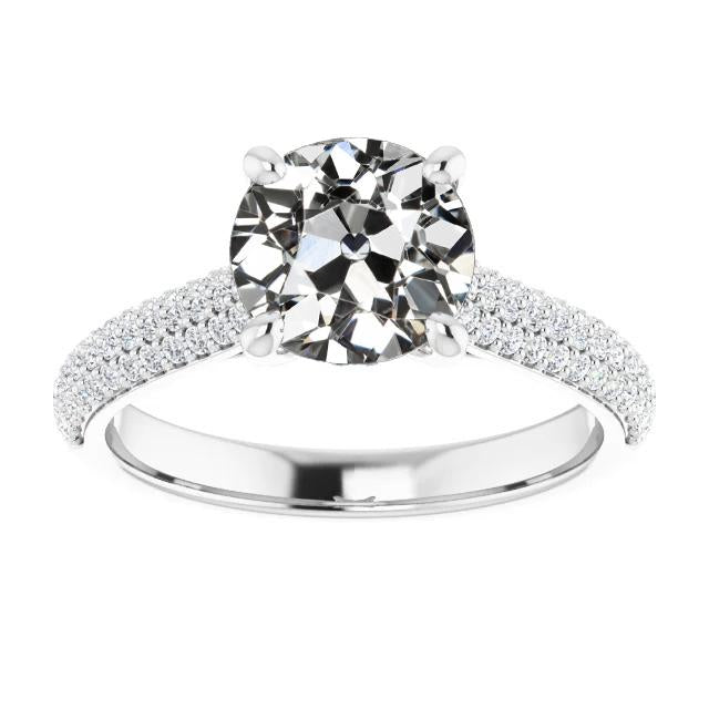 Runder Altschliff-Echt Diamant-Jubiläumsring Pave Set Schmuck 5,25 Karat
