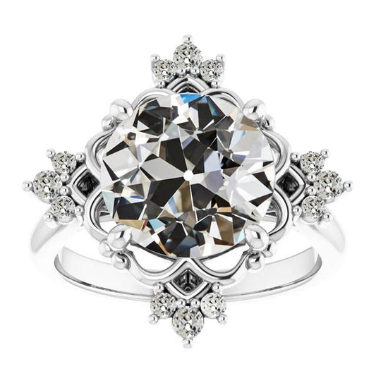 Runder Altschliff-Echt Diamant-Verlobungsring Star Style Gold 7 Karat
