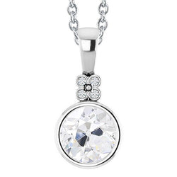 Runder Altschliff-Lünetten-Set Echt Diamant-Anhänger Mit Kette 3 Karat Gold 14K