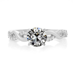 Runder Altschliff Echt Diamant-Ehering Twisted Shank 3,50 Karat