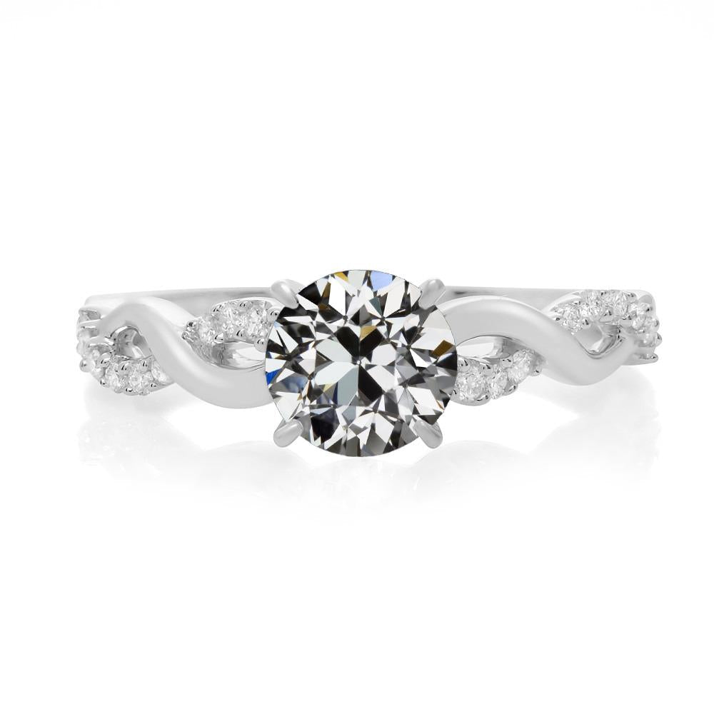 Runder Altschliff Echt Diamant-Ehering Twisted Shank 3,50 Karat - harrychadent.ch