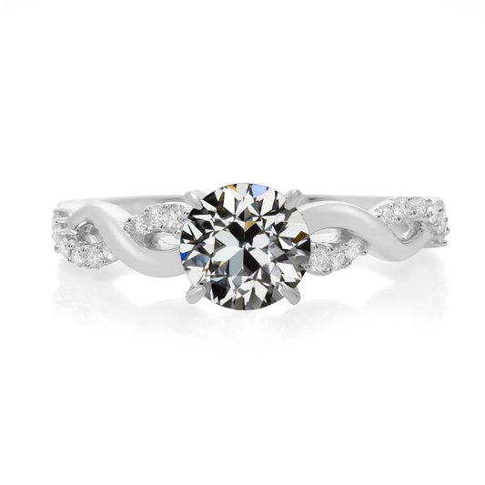 Runder Altschliff Echt Diamant-Ehering Twisted Shank 3,50 Karat - harrychadent.ch