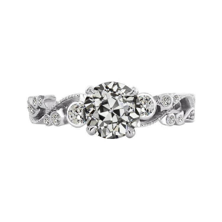Runder Altschliff Echt Diamant-Jubiläumsring Im Antiken Stil 4 Karat - harrychadent.ch