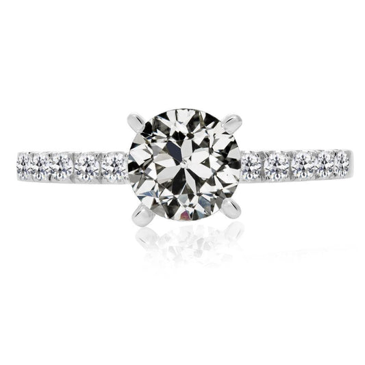 Runder Altschliff Echt Diamant-Solitärring Mit Akzenten 4 Karat 14K Gold - harrychadent.ch