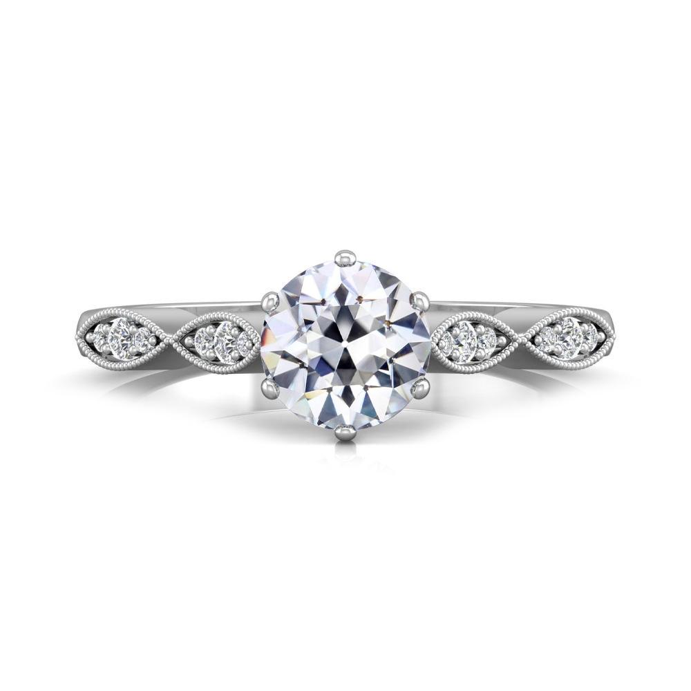 Runder Altschliff Echt Diamant Ehering Krappenset Milgrain 3 Karat - harrychadent.ch