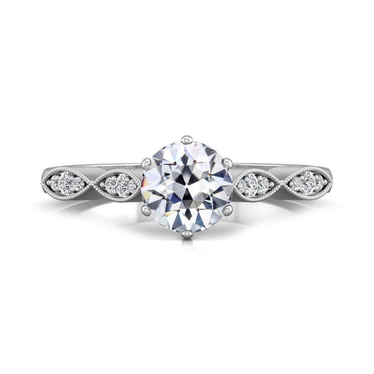 Runder Altschliff Echt Diamant Ehering Krappenset Milgrain 3 Karat - harrychadent.ch