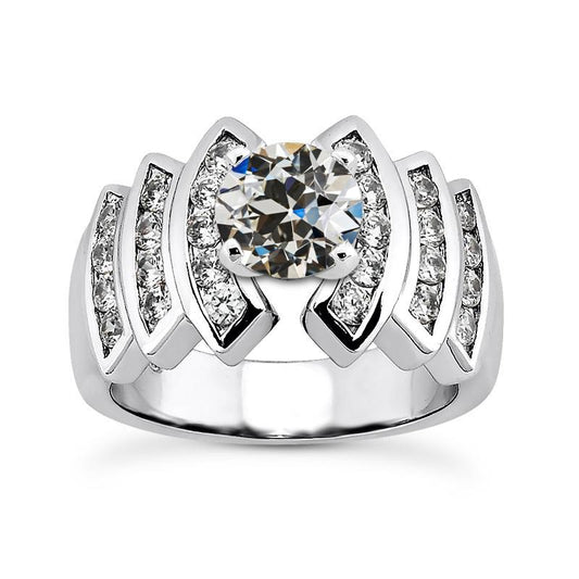 Runder Altschliff Echt Diamant Ehering Mit Stufen Kanal Set 8 Karat - harrychadent.ch
