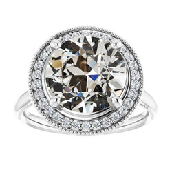 Runder Altschliff Echt Diamant Halo Ring 14K Gold Schmuck 7,50 Karat