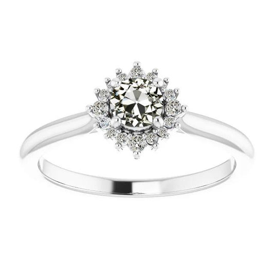 Runder Altschliff Echt Diamant Halo Ring Stern Stil Damen Schmuck 2 Karat - harrychadent.ch