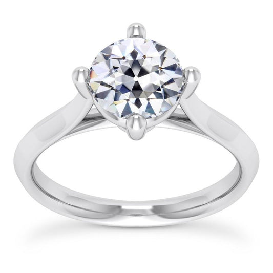 Runder Altschliff Echt Diamant Solitärring Cathedral Set 2,50 Karat