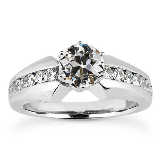 Runder Altschliff Echt Diamantring 6 Zinken-Kanal-Set 5 Karat Goldschmuck - harrychadent.ch