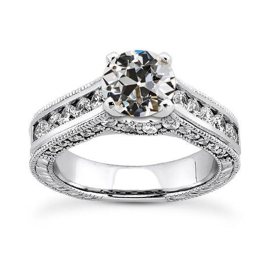 Runder Altschliff Echt Diamantring Krappenkanal Set Gold 4,50 Karat