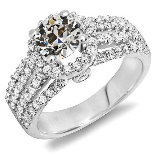 Runder Altschliff Echt Diamantring Mehrreihige Akzente 14K Gold 5,50 Karat