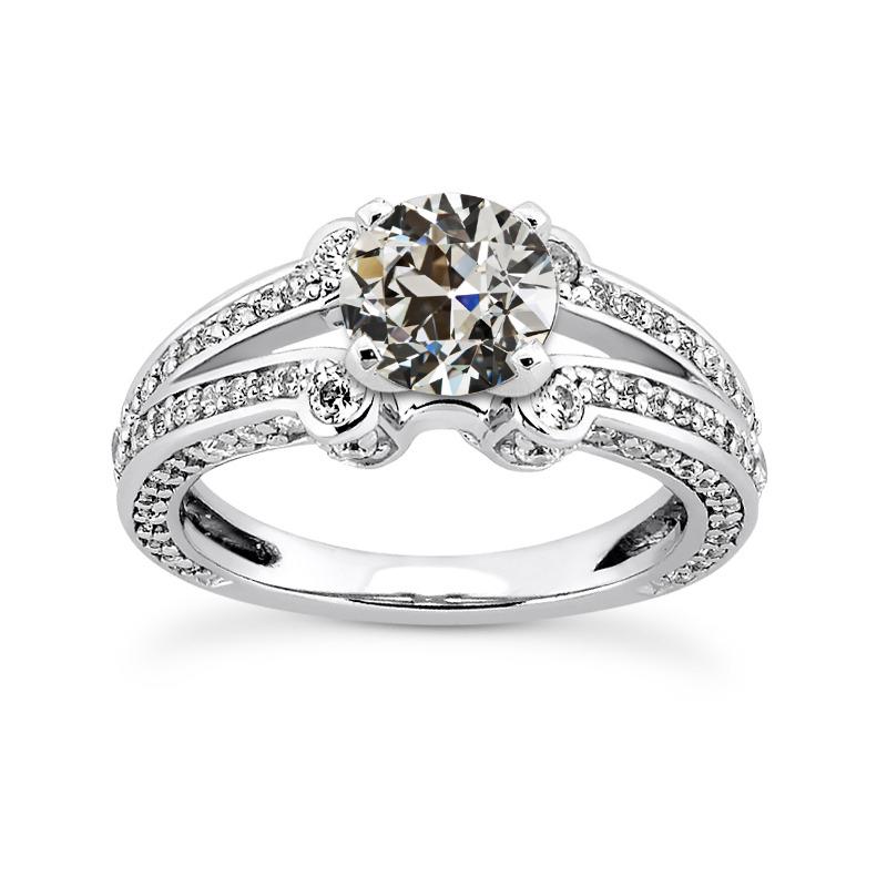 Runder Altschliff Echt Diamantring Split Shank Weißgold 6 Karat Schmuck