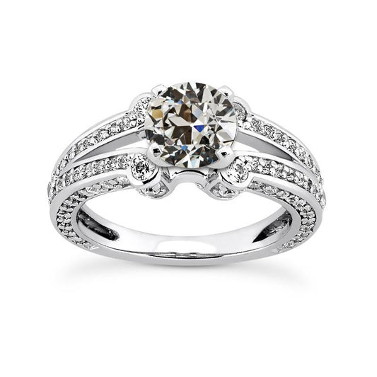 Runder Altschliff Echt Diamantring Split Shank Weißgold 6 Karat Schmuck