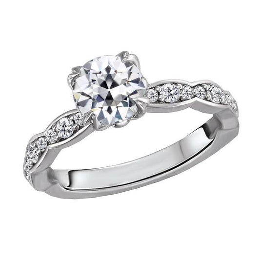 Runder Altschliff Echt Diamantring Weißgold Doppelstift Set 4 Karat - harrychadent.ch