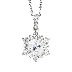 Runder Altschliff Halo Damen-Natürliche Diamant-Anhänger Blumenstil 3 Karat Zinken-Set