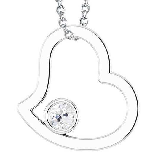 Runder Altschliff Lünette Set Echt Diamant Anhänger Herzform 1 Karat 14K - harrychadent.ch