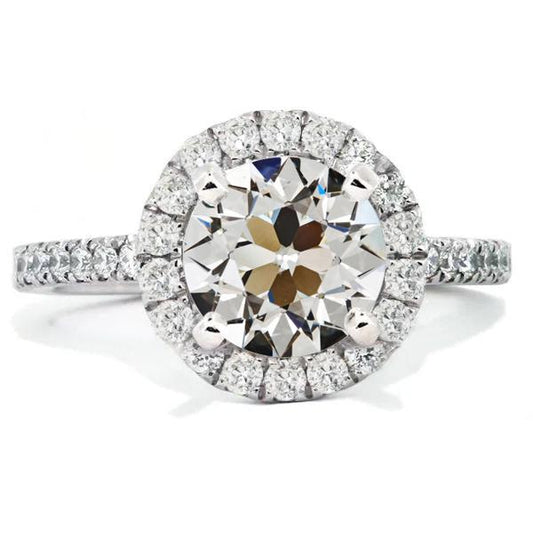 Runder Altschliff Naturlich Diamant-Halo-Jubiläumsring Pave Set 7 Karat - harrychadent.ch