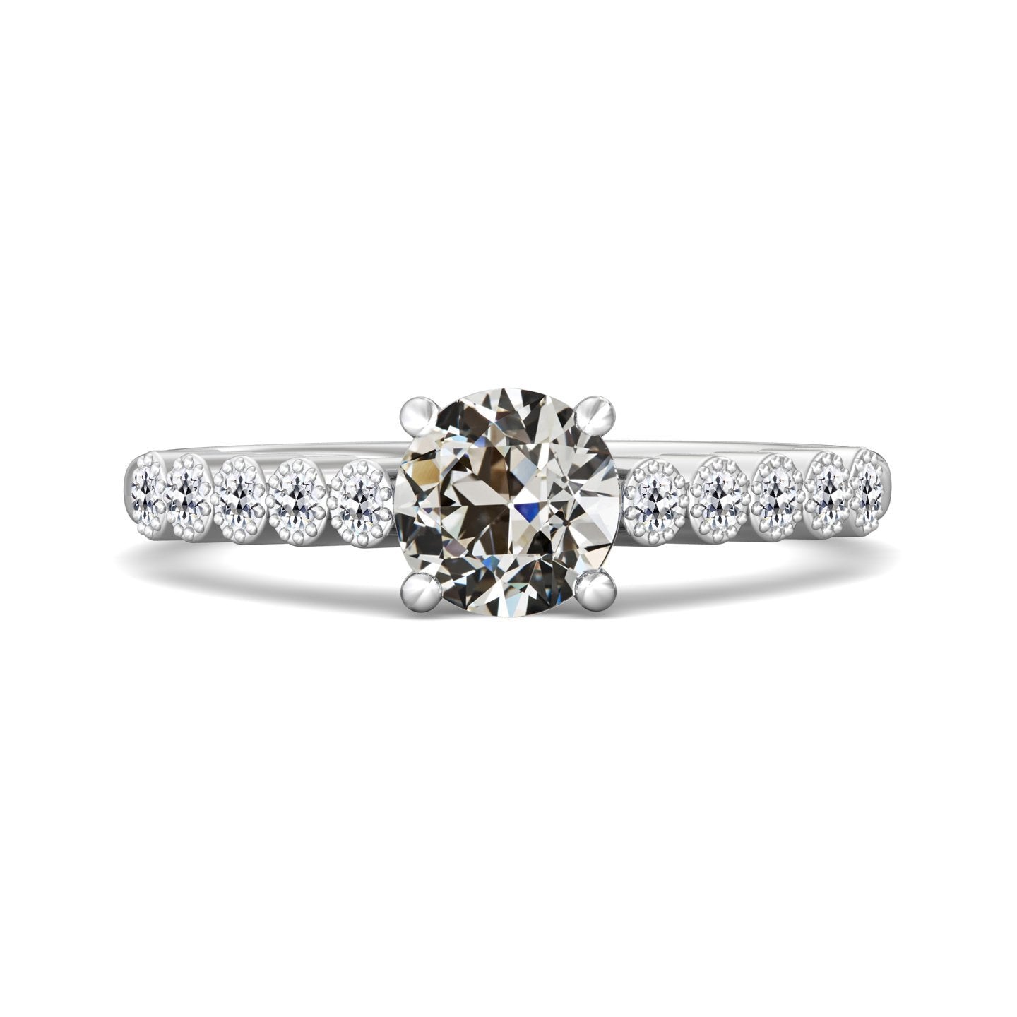 Runder Altschliff Naturlich Diamant-Jubiläumsring Mit Akzenten 2,50 Karat - harrychadent.ch