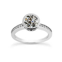 Runder Altschliff Naturlich Diamant-Verlobungsring-Lünette-Set Gold 2,50 Karat