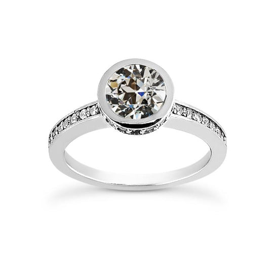 Runder Altschliff Naturlich Diamant-Verlobungsring-Lünette-Set Gold 2,50 Karat - harrychadent.ch