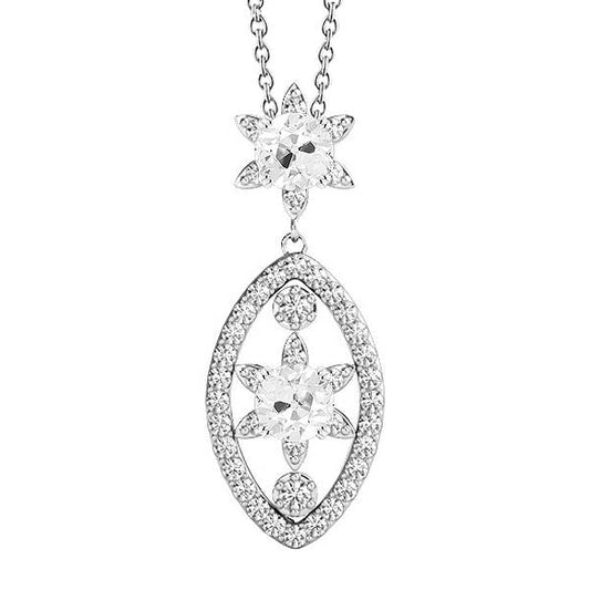 Runder Altschliff Natürlich Diamant Anhänger 4 Karat mit Kette Weißgold 14K - harrychadent.ch