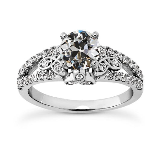 Runder Altschliff Naturliche Diamantring Trinity Knot Split Shank 4,75 Karat - harrychadent.ch