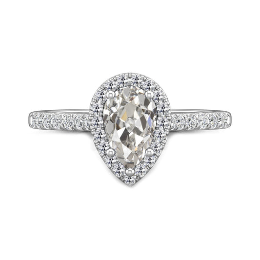 Runder & Birnen Alter Minenschliff Echt Diamant Halo Ehering 4 Karat - harrychadent.ch