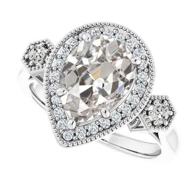 Runder & Birnen Alter Minenschliff Echt Diamantring 5 Krappen Set 5,50 Karat